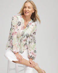 Drawstring Crinkle Chiffon Blouse CAFE AROMA - Chico's discount