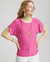 Touch of Cool™ Cheetah Ruched Banded Hem Top CRUSHED BERRIES - Chico's US