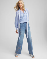 Split Neck Crinkle Blouse BLUE MUSE - Chico's outlet