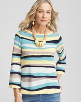 Striped Pullover AQUATIC TEAL - Chico's for sale
