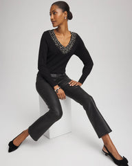 Ella Embellished V-Neck Sweater BLACK - Chico's sale