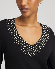 Ella Embellished V-Neck Sweater BLACK - Chico's sale