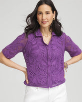 Palm-Frond Crochet-Lace Shacket PLUM SHADE - Chico's near me