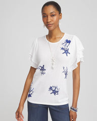 Ocean Motif Pullover Sweater BLUE CASA - Chico's US