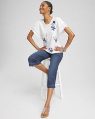 Ocean Motif Pullover Sweater BLUE CASA - Chico's US