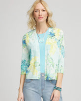 Tropical Summer Romance Short Cardigan AQUA - Chico's online