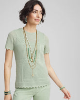 Pointelle Crewneck Sweater Tee MOROCCAN MINT - Chico's outlet