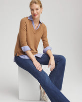 Camel Built-In Shirt Knit Sweater CARAMEL APPLE HEATHER - Chico's sale