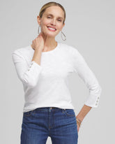 3/4 Sleeve Button Tee ALABASTER - Chico's discount