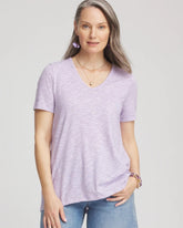 Polka-Dot Short Sleeve Forward Seam Tee GENTLE LAVENDER - Chico's near me