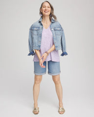 Polka-Dot Short Sleeve Forward Seam Tee GENTLE LAVENDER - Chico's near me