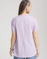 Polka-Dot Short Sleeve Forward Seam Tee GENTLE LAVENDER - Chico's near me