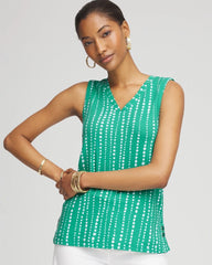 Polka-Dot Sleeveless V-Neck Tank EDEN GREEN - Chico's online