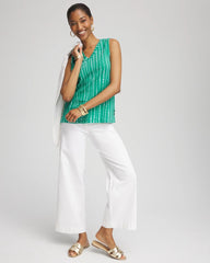 Polka-Dot Sleeveless V-Neck Tank EDEN GREEN - Chico's online