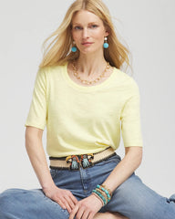 Slub Elbow-Sleeve Tee BRIGHT YELLOW - Chico's sale