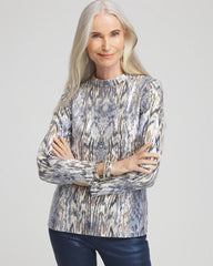 Sequin Reptile Funnel Neck tee CLASSIC NAVY - Chico's discount