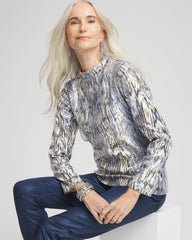 Sequin Reptile Funnel Neck tee CLASSIC NAVY - Chico's discount