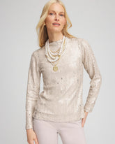 Sequin Funnel Neck Tee HELIUM - Chico's online