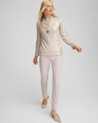 Sequin Funnel Neck Tee HELIUM - Chico's online