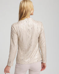 Sequin Funnel Neck Tee HELIUM - Chico's online