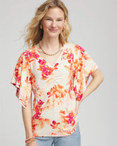 Touch of Cool™ Handkerchief-Sleeve V-Neck Tee SUNSET PEACH - Chico's for sale