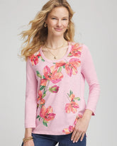 Floral 3/4 Sleeve Tee ROSE SHADOW - Chico's near me