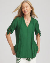 Cotton Voile & Silk Pleated Blouse PALM LEAF - Chico's outlet