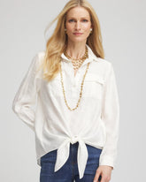 Textured Tie-Front Pullover Top ECRU - Chico's for sale