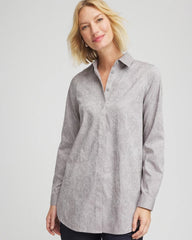 No Iron™ Lace Jacquard Stretch Tunic MOON SHADE GRAY - Chico's sale