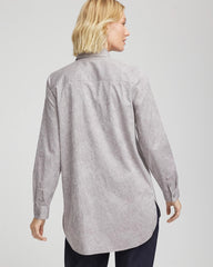 No Iron™ Lace Jacquard Stretch Tunic MOON SHADE GRAY - Chico's sale