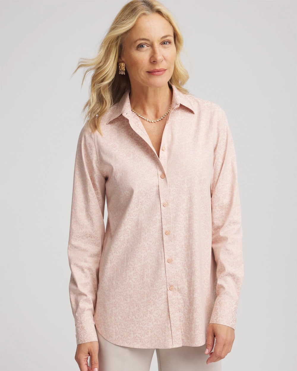 No Iron™ Feminine Jacquard Shirt ROSE SMOKE - Chico's near me