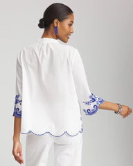 Embroidered Tassel Tie-Front Blouse RICH COBALT - Chico's online