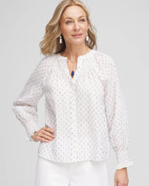 Smocked Split-neck Blouse BLUE CASA - Chico's outlet