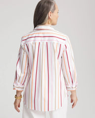 No Iron™ Striped Stretch-Sateen Shirt ECRU - Chico's for sale