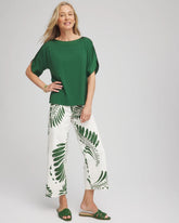 Palm-Frond-Motif Pull-On Wide-Leg Cropped Jeans ECRU - Chico's discount