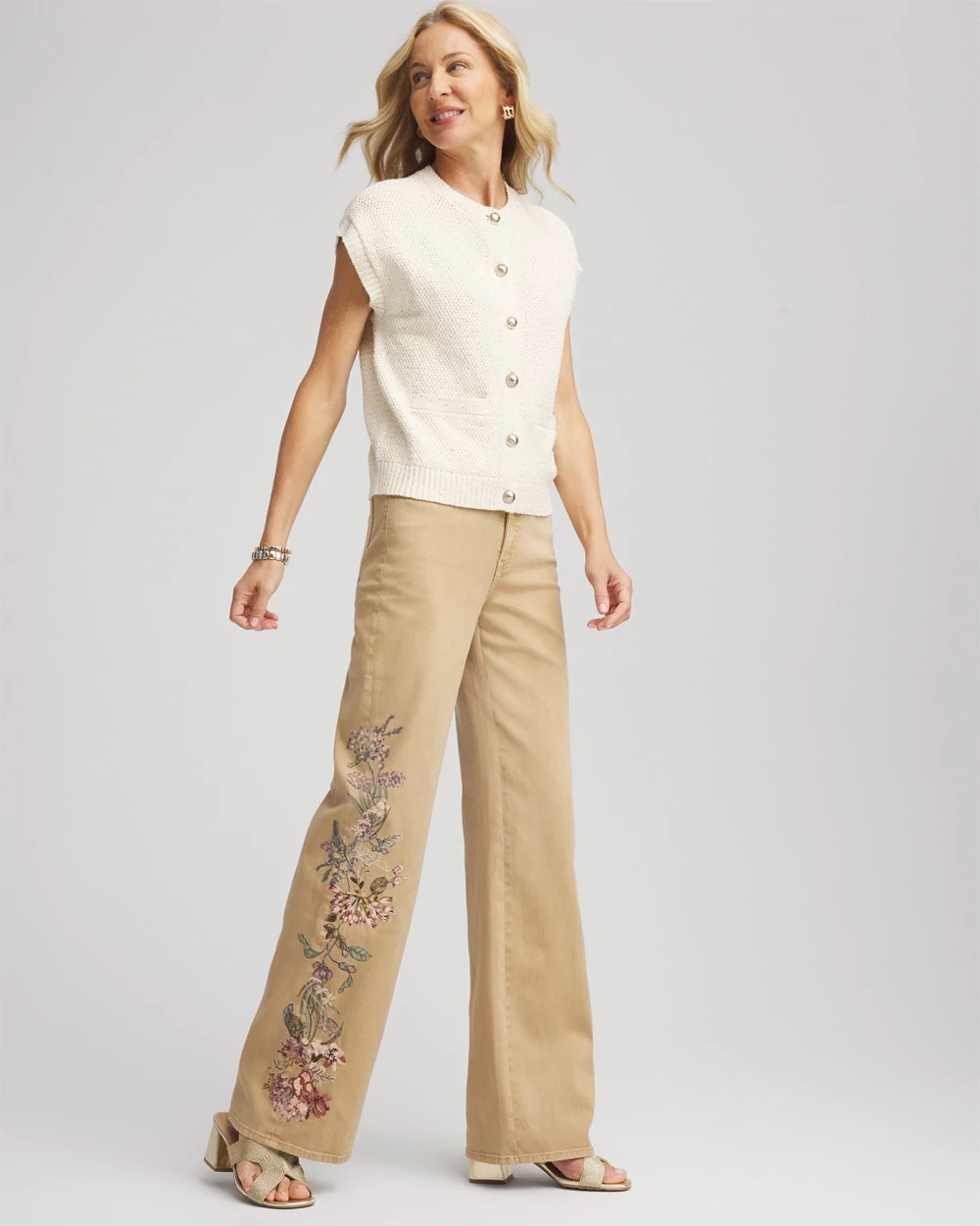 Embroidered High-Rise Wide-Leg Jeans CAFE AROMA - Chico's online