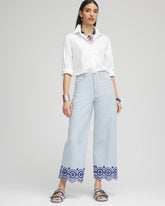Eyelet High-Rise Wide Cropped Jeans BLUE - Chico's sale
