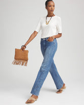 Appliqué High-Rise Wide-Leg Jeans AVENIDA INDIGO - Chico's US