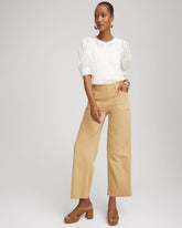 Neutral Pull-On Cropped Wide-Leg Frayed Jeans CAFE AROMA - Chico's near me