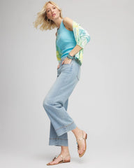 Pull-On Wide-Leg Cropped Jeans KIMANA INDIGO - Chico's online