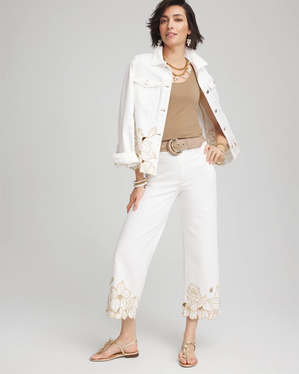 Pull-On Embellished Cropped Jeans ALABASTER - Chico's outlet