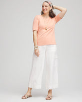 Linen Cargo Wide-Leg Cropped Pants ALABASTER - Chico's for sale