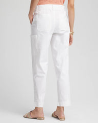 Poplin Pull-On Tapered-Leg Cropped Pants ALABASTER - Chico's sale