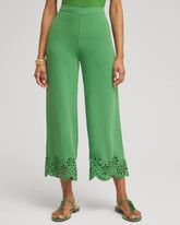 Satin Eyelet Hem Culottes VERDANT GREEN - Chico's US