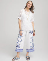 Butterfly Pull-On Linen Cropped Pants ALABASTER - Chico's outlet