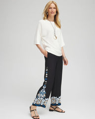 Placed Floral Print Soft Cropped Pants BLACK - Chico's online