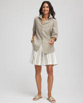 Striped Cotton-Linen Pull-On Utility Shorts ECRU - Chico's discount