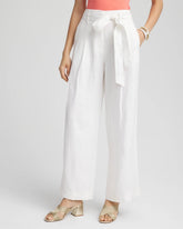 Belted Pleated Wide-Leg Linen Pants ALABASTER - Chico's sale