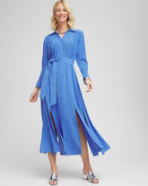 Belted Split Hem Maxi Shirtdress BLUE PEARL - Chico's for sale