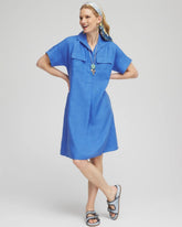 High-low Linen Shirtdress BLUE PEARL - Chico's for sale